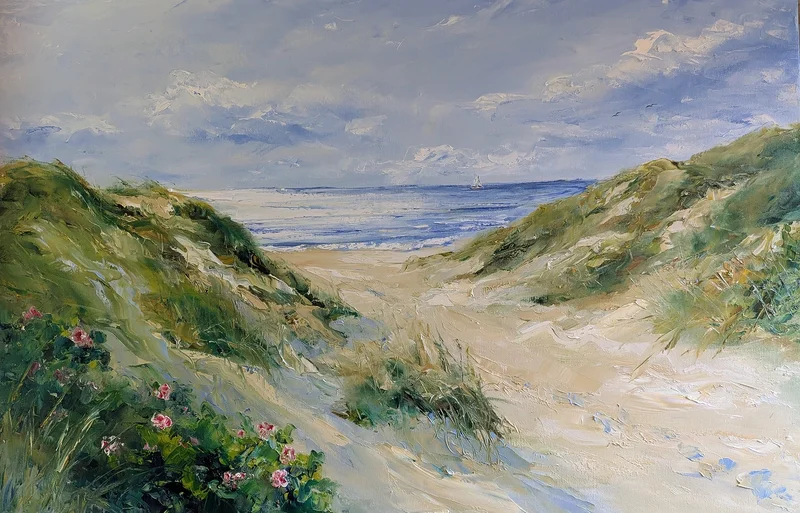 Oljemålning Sommarhav av Kathrin Bernekorn