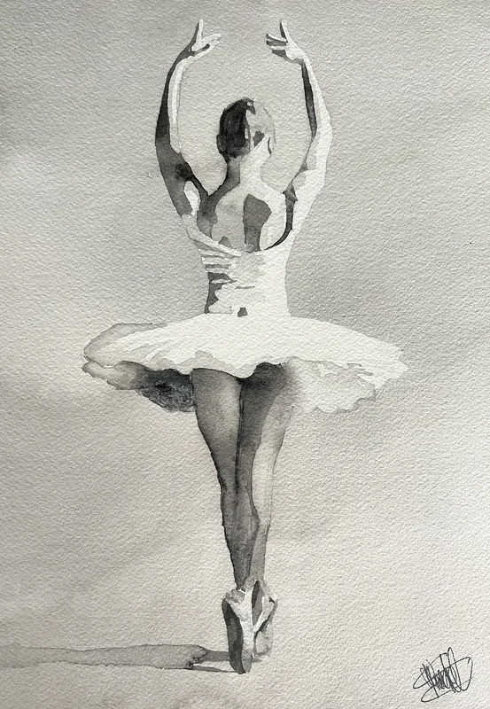 Akvarell Ballerina No.3 av Christian Prändel