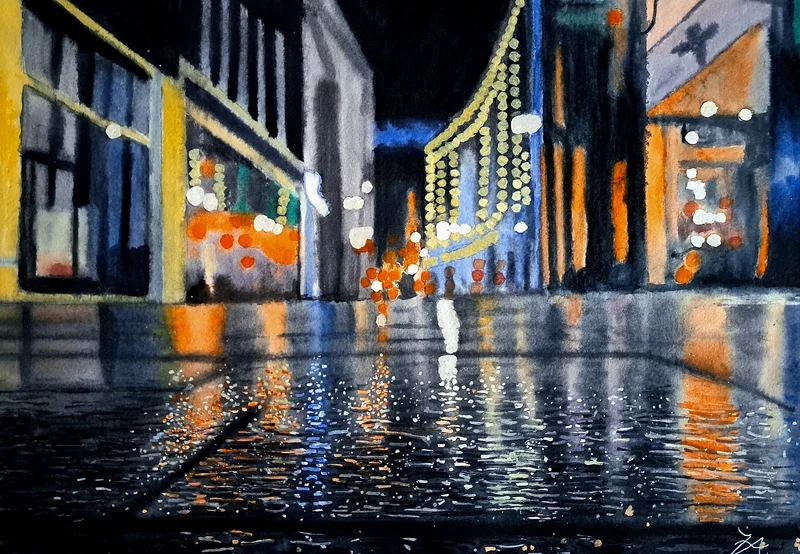 Akvarell Ljusspelets dans av Victor Andersson