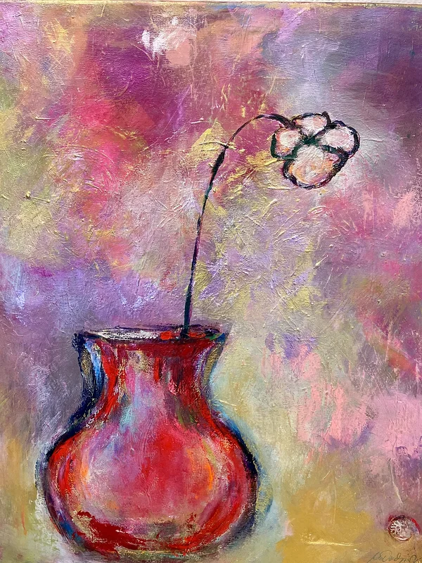 Akrylmålning Flowers. "A flower a day keeps all sadness away!" av Ulrike Nordquist