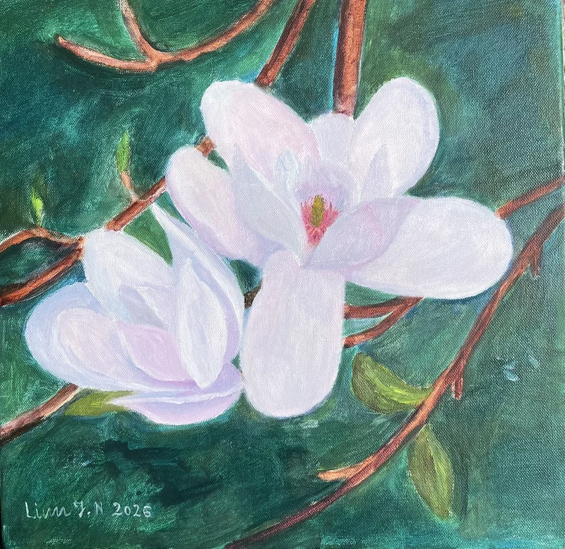 Oljemålning Magnolia av Linn Ngo