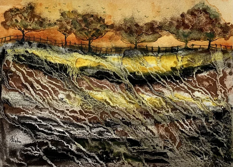 Akvarell A row of trees. av Annelie Wadin