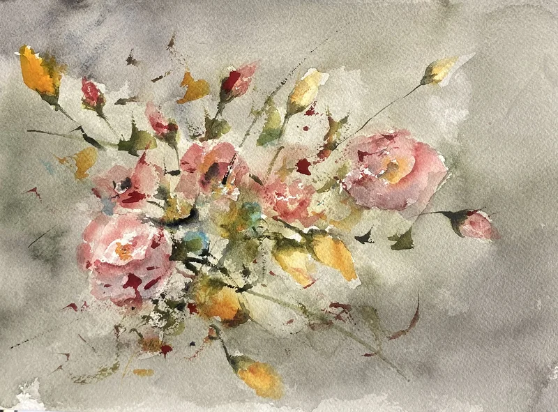 Akvarell BLOMSTERPRAKT av Rose-Marie Lyckebrant-Lindqvist