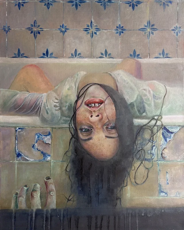 Oljemålning Rusalka taking a bath av Anastasiya Kostyuk