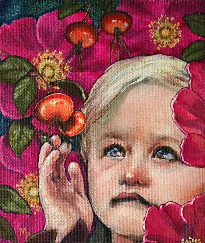 Akrylmålning Bland Rosor och Nypon av Mimmi MPs ArtCreations Pettersson