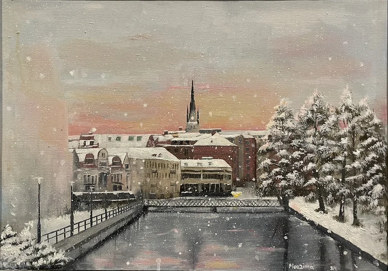 Oljemålning White Borås av Moazima Stanikzai