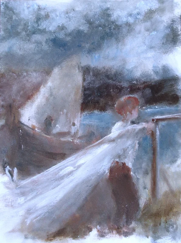 Oljemålning Dagar vid Havet 1969 av Jan Söderman