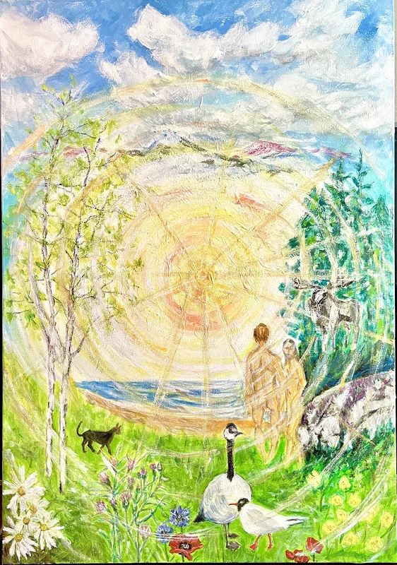 Akrylmålning Sommar och sol av Marianne Akasha Olofsson