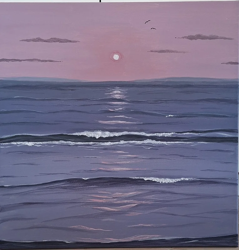 Akrylmålning Pink sunset av Annmarie Ramnitz