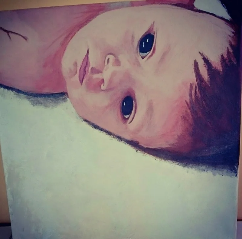 Akrylmålning Linnea - första blicken av Eira Art