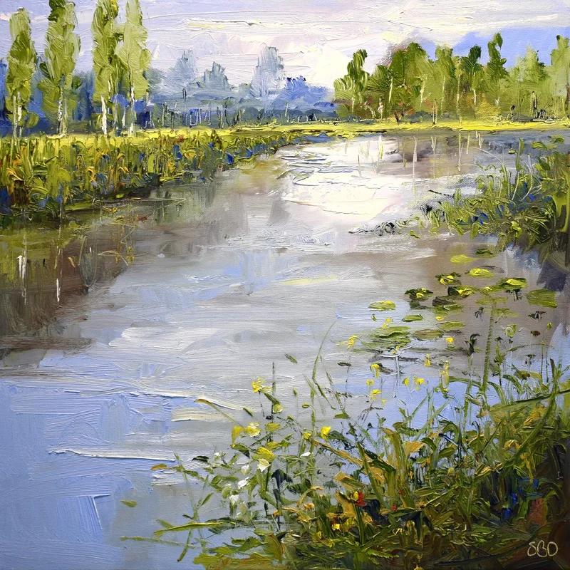Oljemålning Magic pond av Sonja Brussen