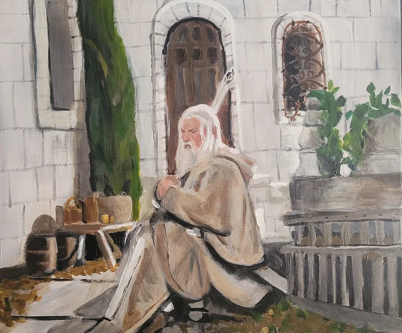 Akrylmålning Gandalf av Malva Forslin