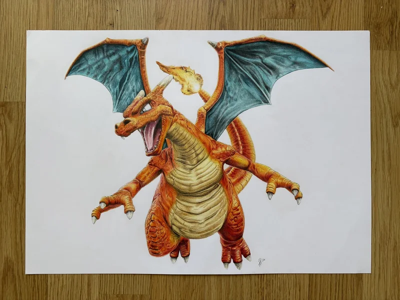 Unik Charizard teckning av Jonas Arthursson