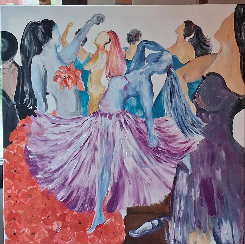 Akrylmålning Dance av Lisa Brunelius