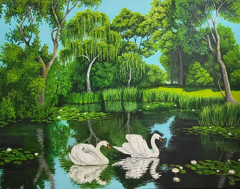 Akrylmålning Green fantasy av Hannah Kiiskinen Kemi