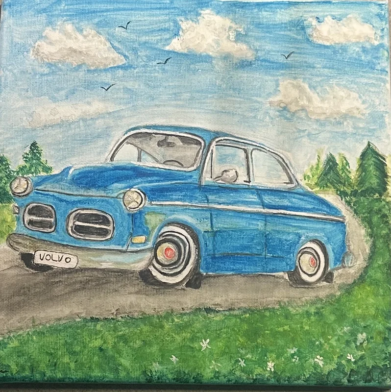 Akvarell Volvo Amazon av Alice Vesterlund