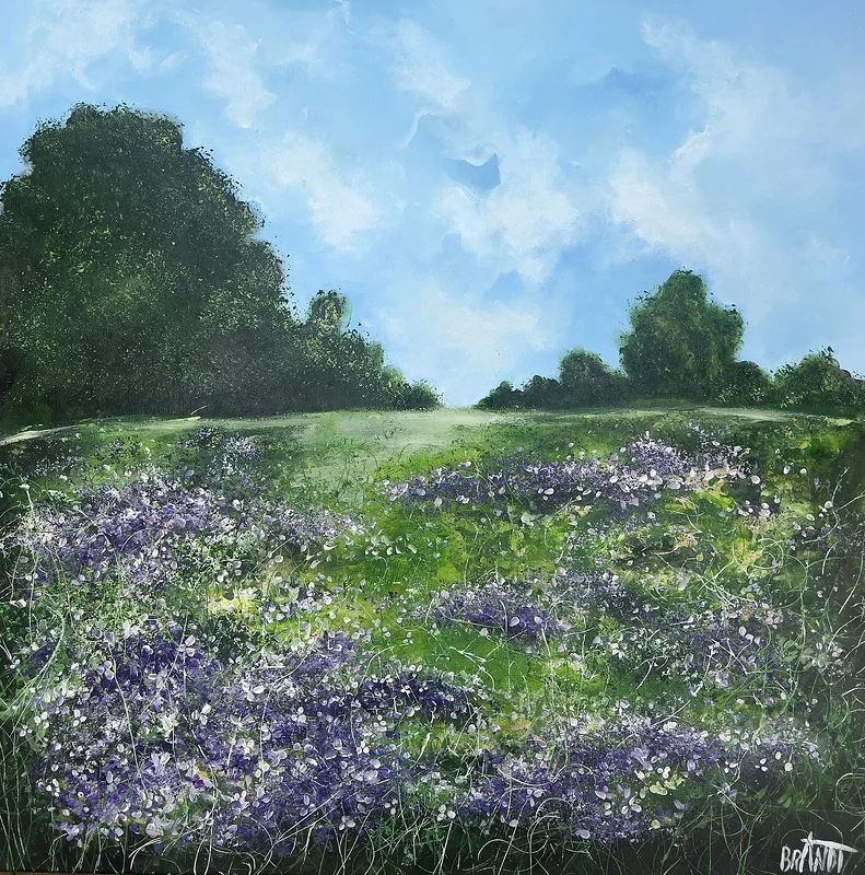 Akrylmålning The Lavender Meadow av Anna Artistockholm Brandt