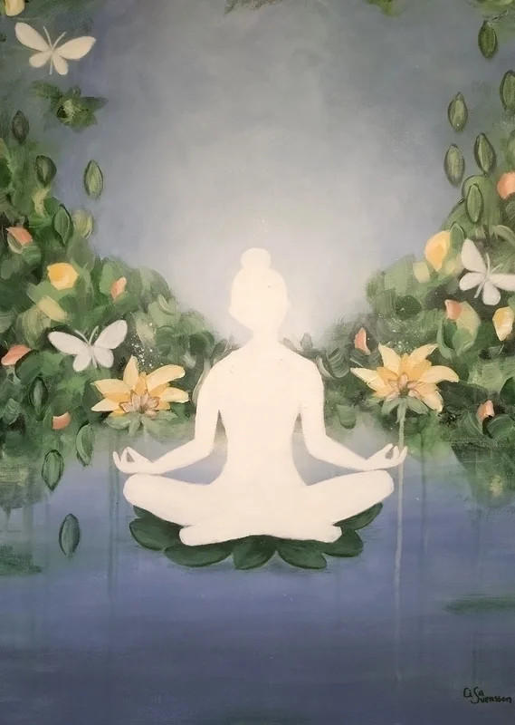 Akrylmålning White Zen av Lisa Svensson