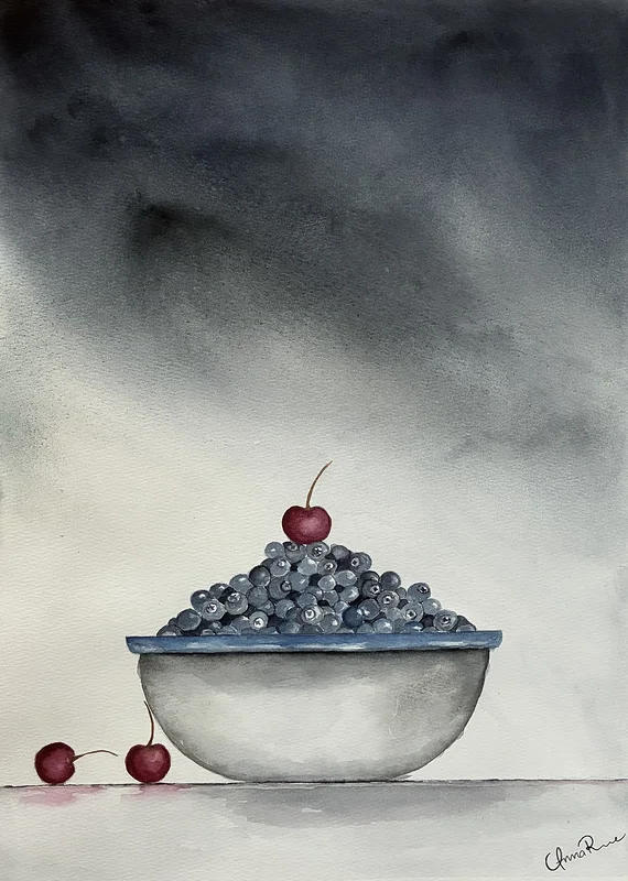 Akvarell Cherry on top av Anna Roos Friden