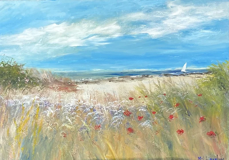 Akrylmålning Strandängen av Marie-Louise Ljungberg