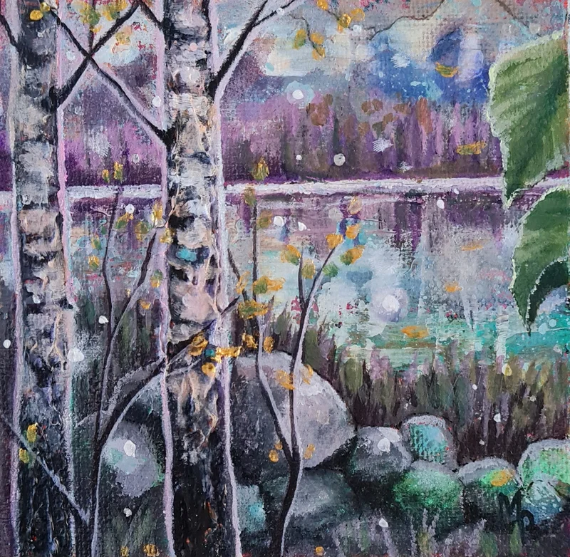 Akrylmålning Gärdsgård av Mimmi MPs ArtCreations Pettersson