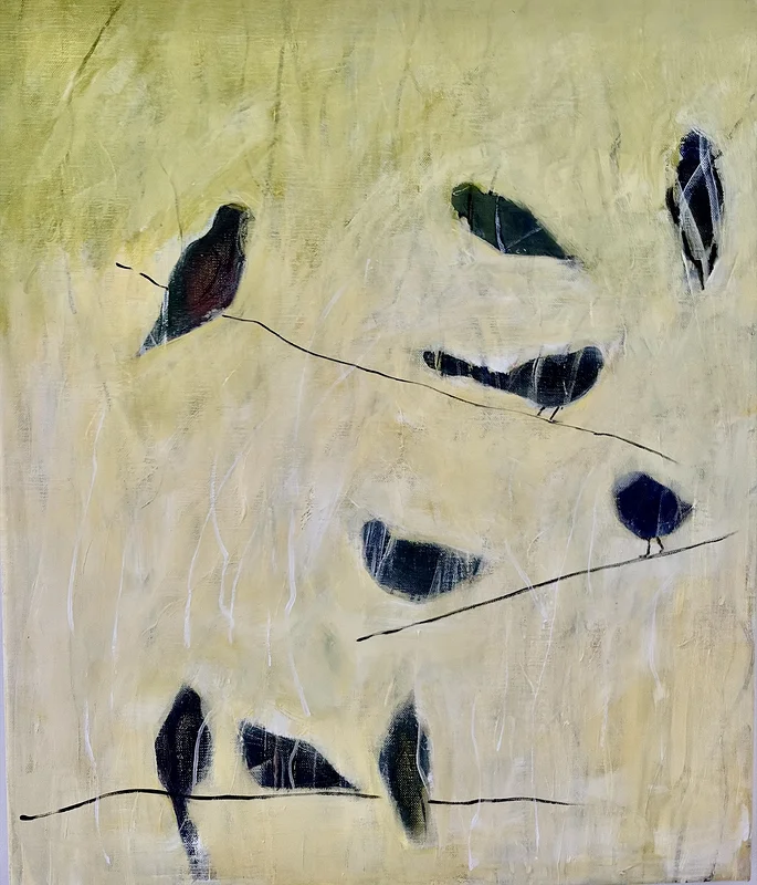 Akrylmålning Birds av Susanne Lindequist
