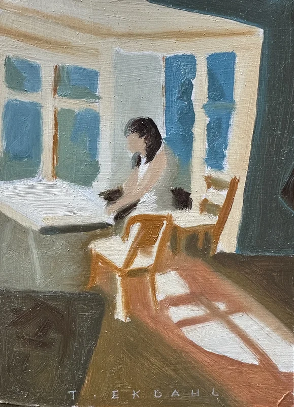Oljemålning Setting the table av Thomas Ekdahl
