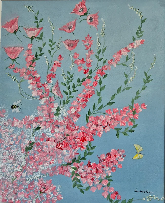 Akrylmålning Sommarblommor av Annika From