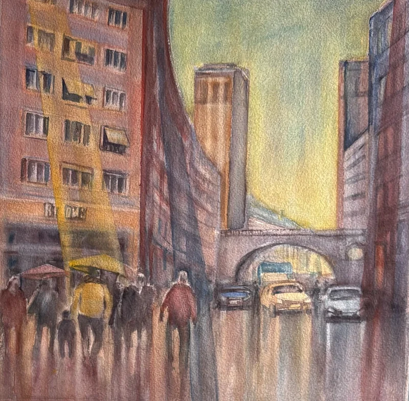 Akvarell Kungsgatan av Nadja Helin