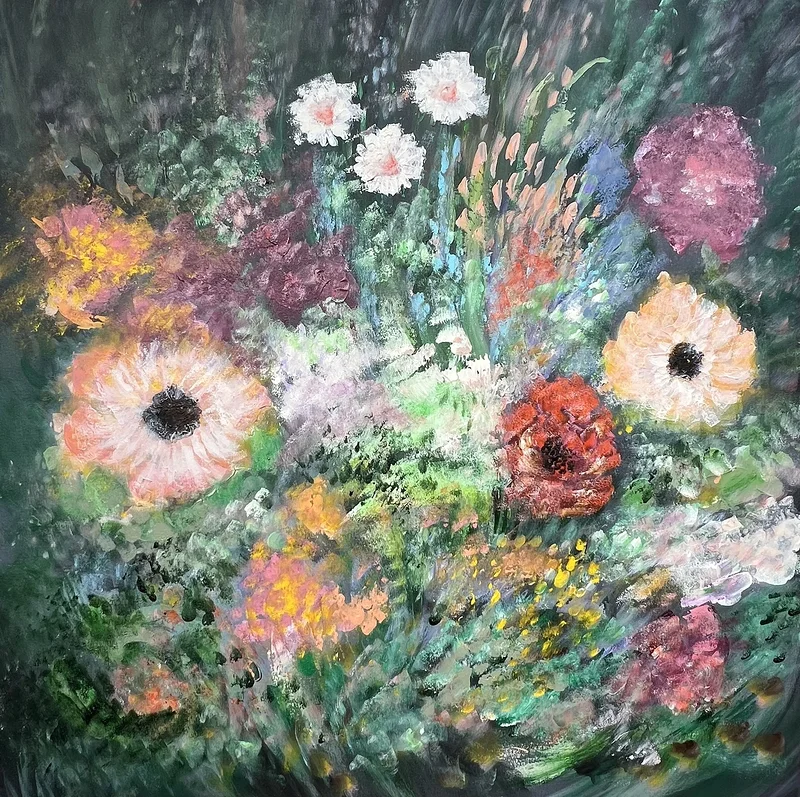 Akrylmålning Hidden Garden av Anne-lee Andersson