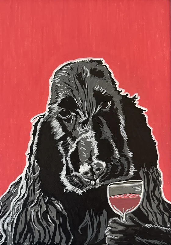 Akrylmålning Day drinking dog av (Never) Good Enough Art