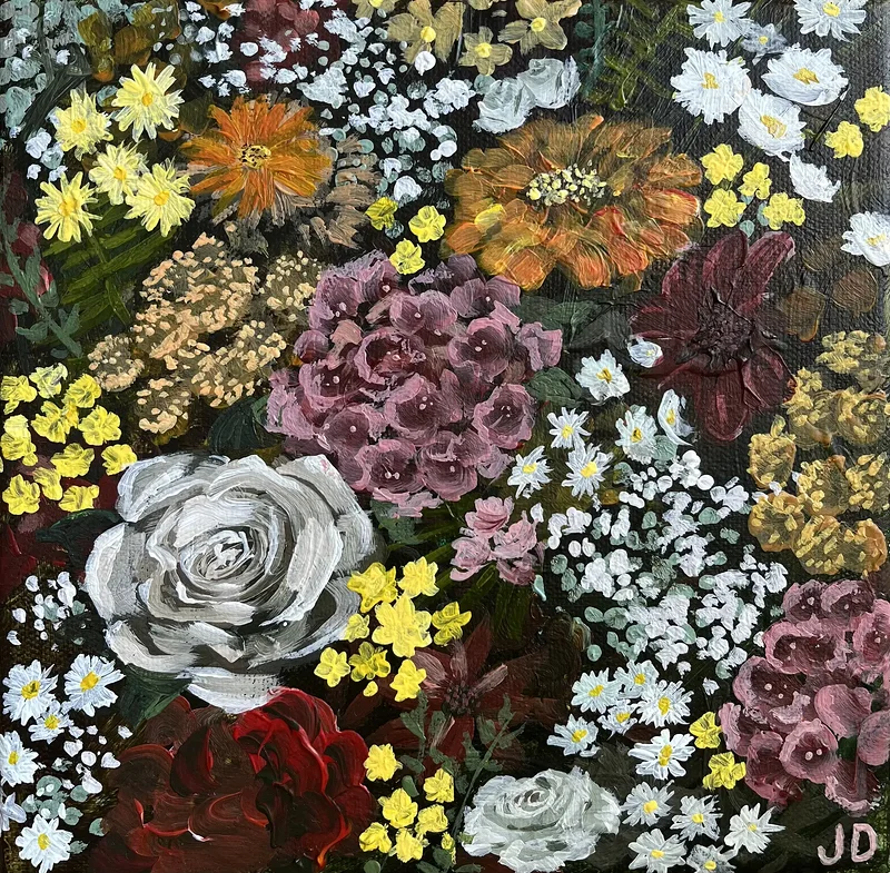 Akrylmålning Brokiga blommor 2 av Julija D