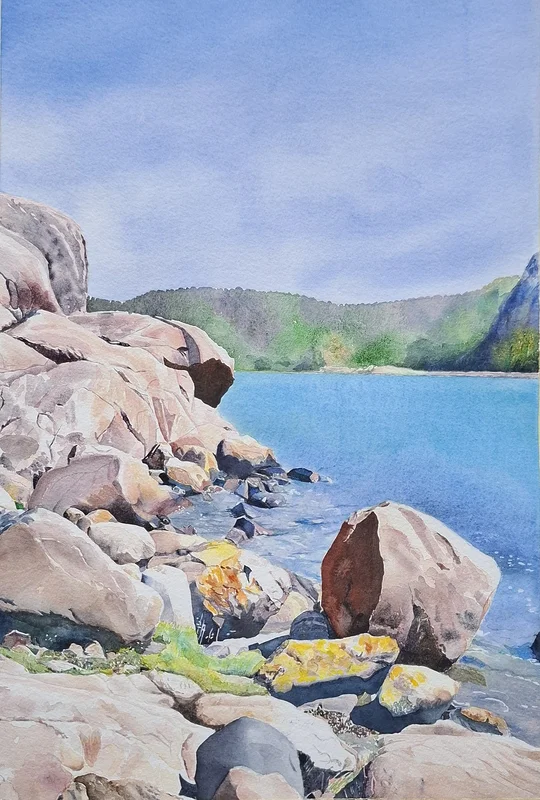 Akvarell Udden av Marietta Larsen