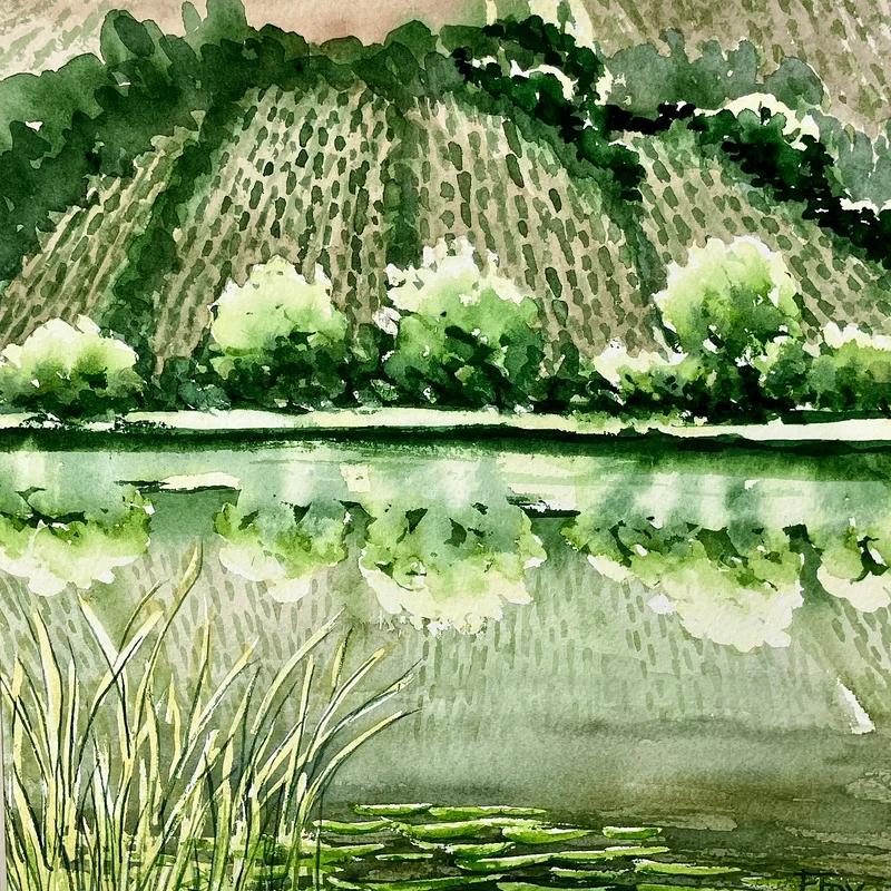 Akvarell Mosel 2 av Eva Fox
