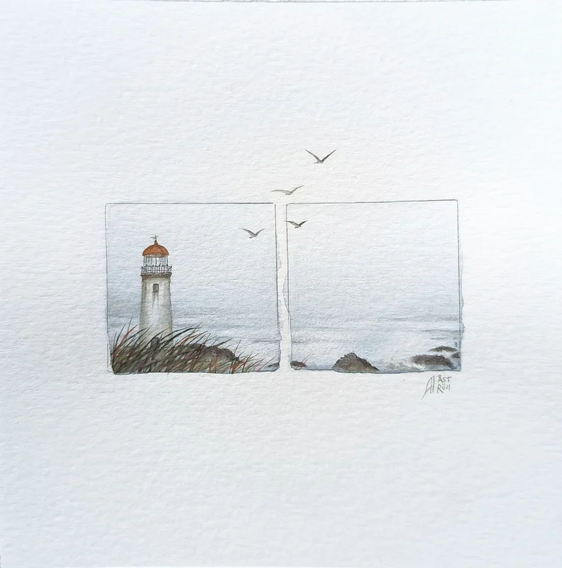 Akvarell My lighthouse av Anna Åström