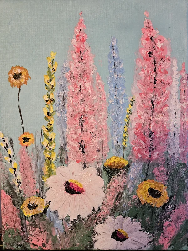 Oljemålning Blommor av Stefani Miletic