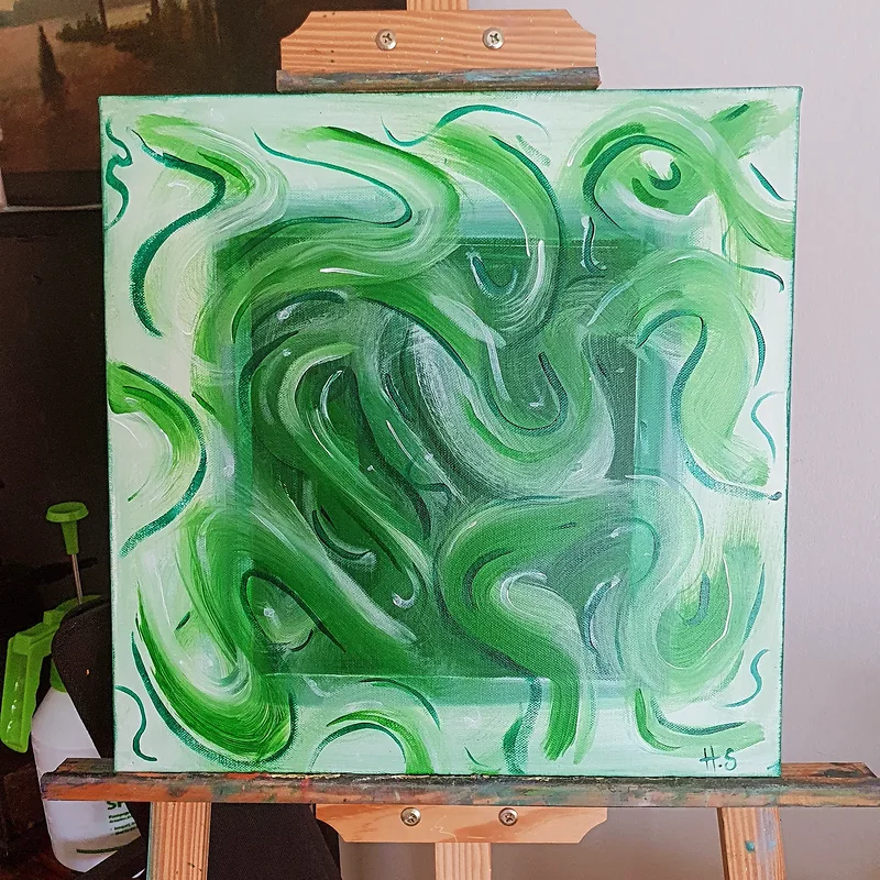 Akrylmålning Green wave av H******** A***** S*******