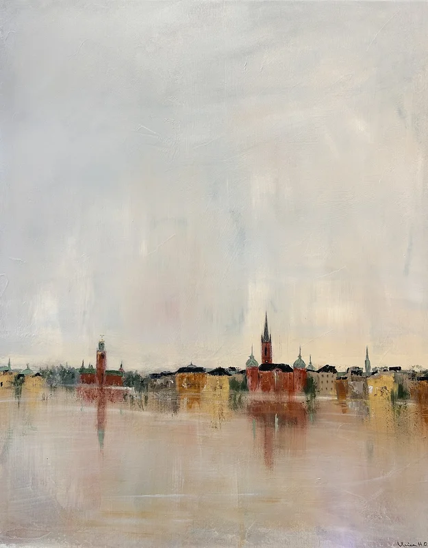 Akrylmålning Stockholms spegel av Ulrica Halling Olsson_art Stockholm
