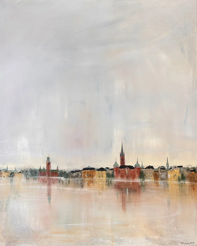 Akrylmålning Stockholms spegel av Ulrica Halling Olsson_art Stockholm