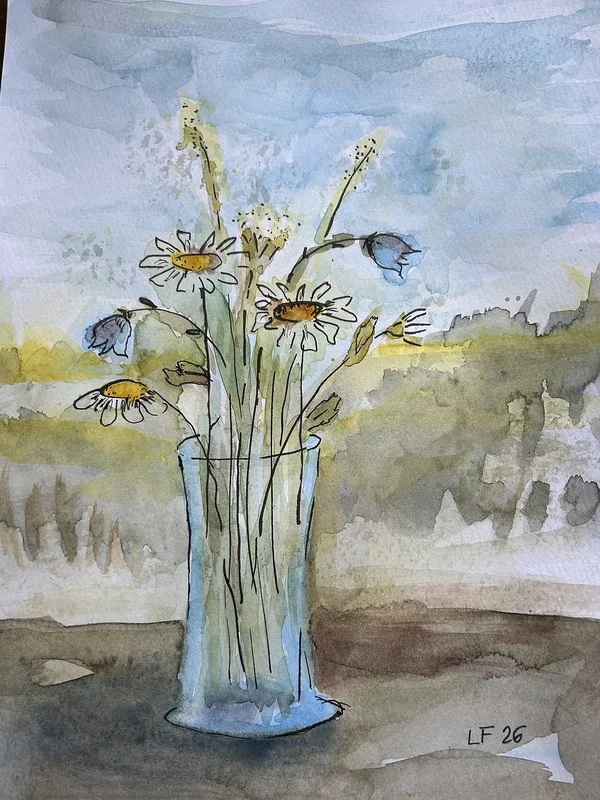 Akvarell Ängsblommor av Charlotta Floberg