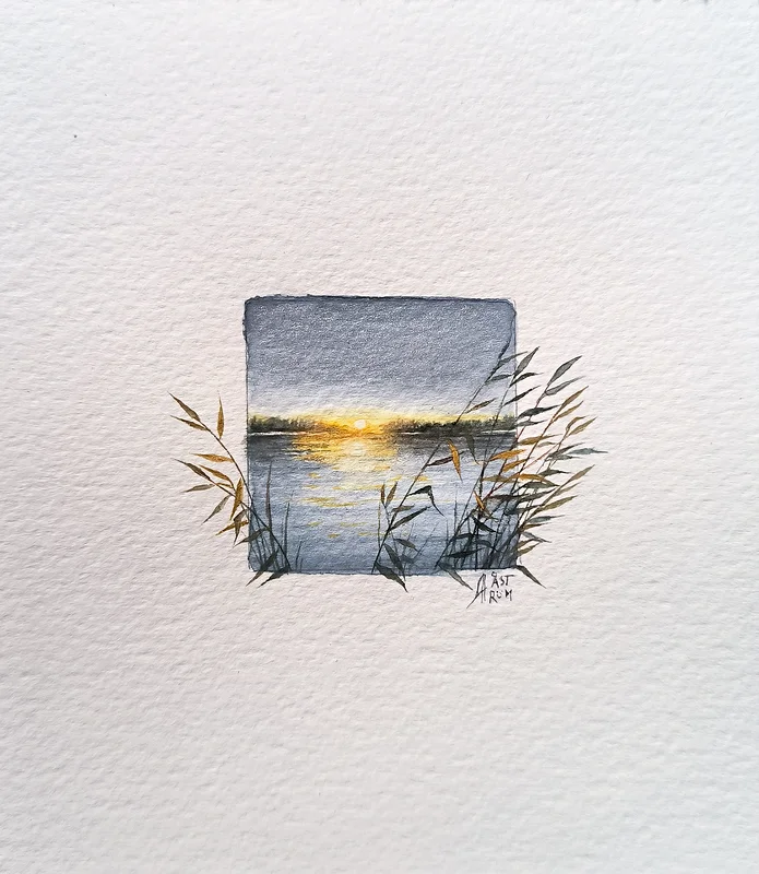 Akvarell Midnight Sun av Anna Åström