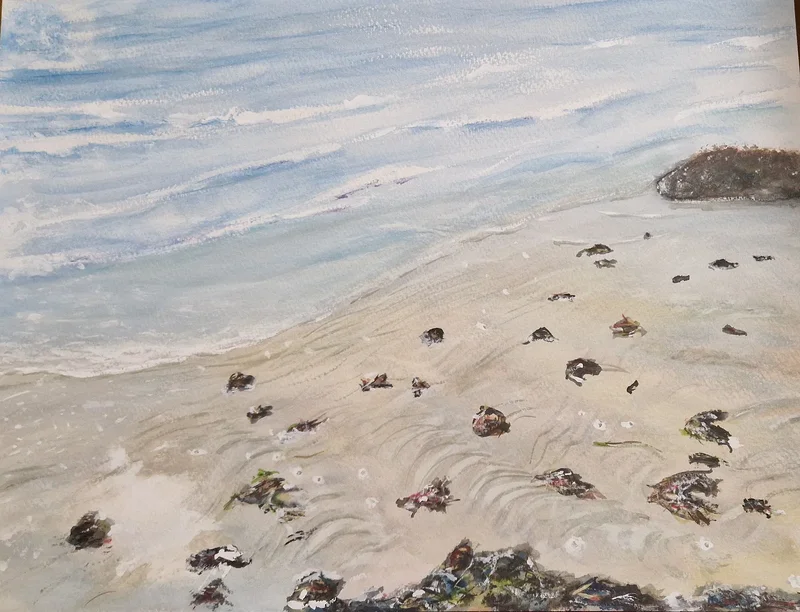 Akvarell Falsterbo sand rippels av Anna Maria Puig Molina
