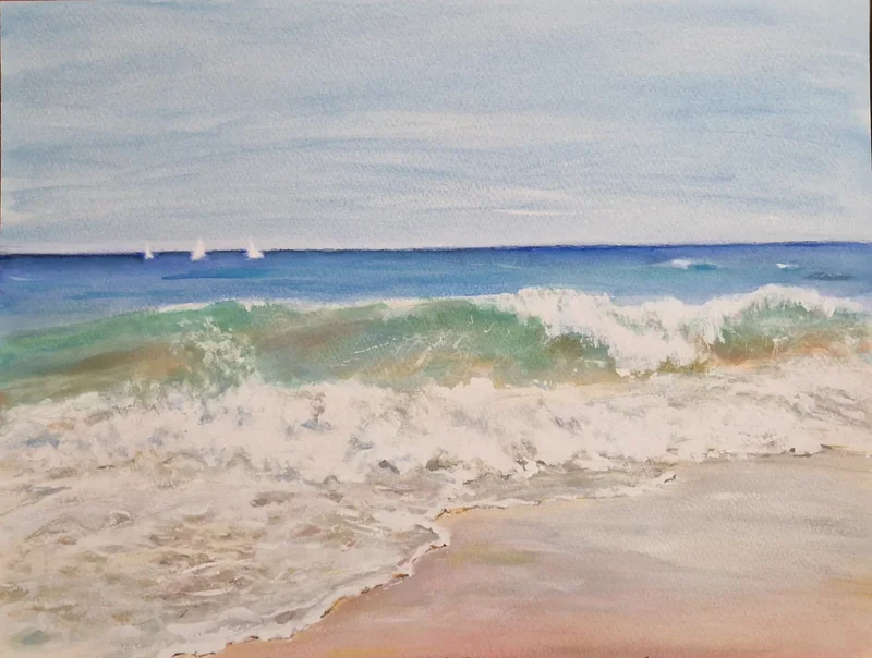 Akvarell Torredembarra beach av Anna Maria Puig Molina