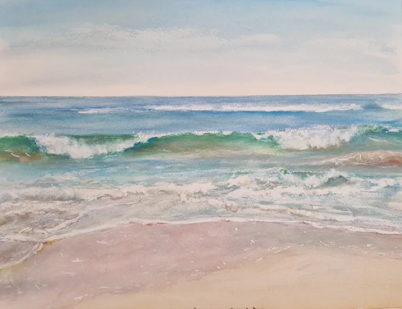 Akvarell Torredembarra beach 2 av Anna Maria Puig Molina