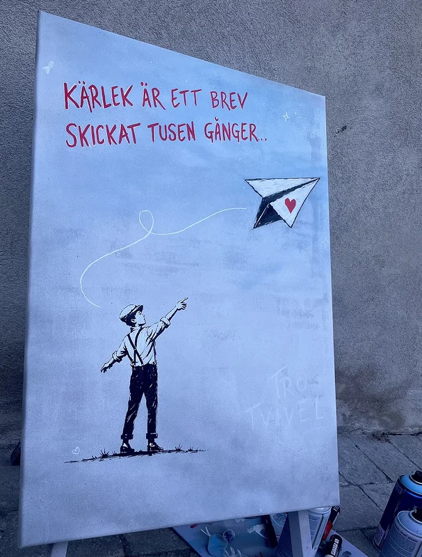 Akrylmålning Kärlek är ett brev av Skoog*26