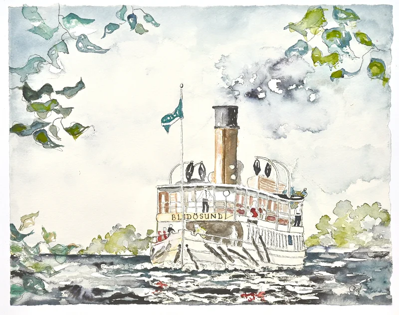 Akvarell Blidösund, min Vän av Cécile Hansson