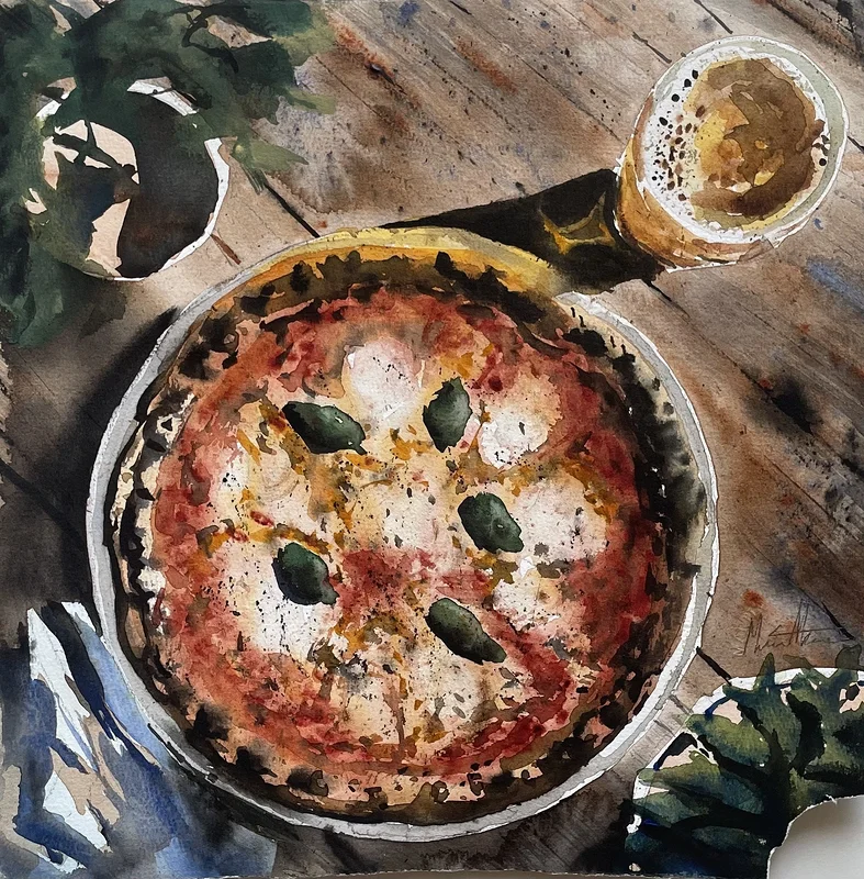 Akvarell Buon appetito av Martin Hartmann