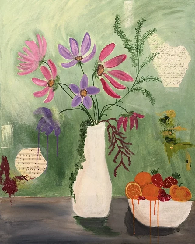 Akrylmålning Flowers for the unwritten av Camilla Jäderberg