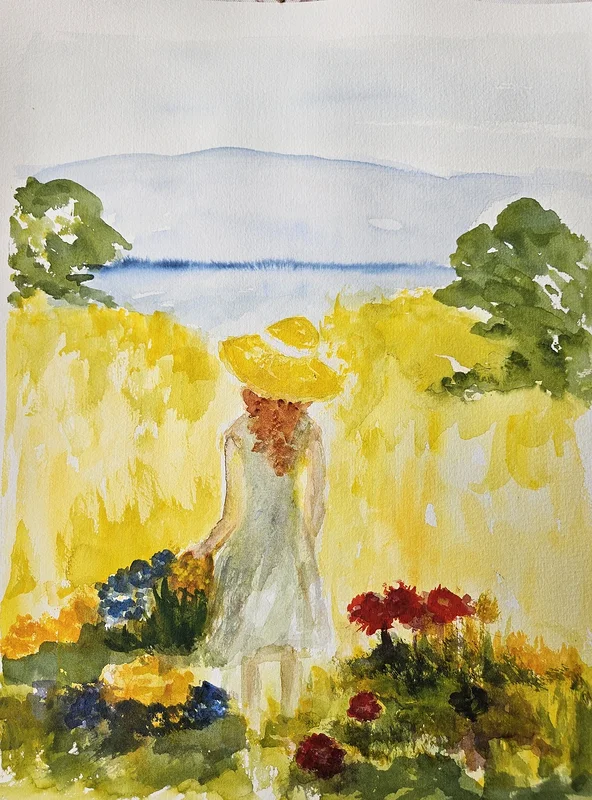 Akvarell Sommaridyll/Summer Idyll av Sonja Svensson