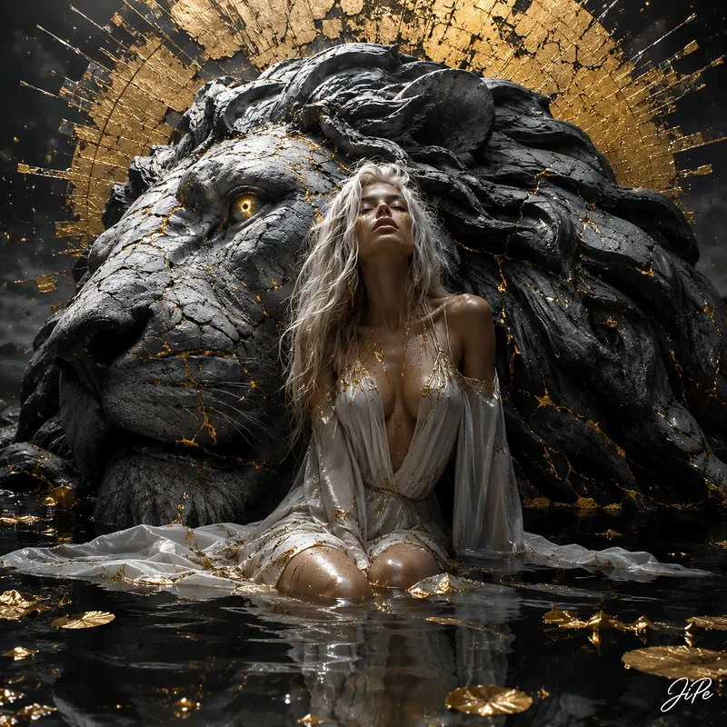Oljemålning The Lion's Dream of Gold av Jimmy Persson